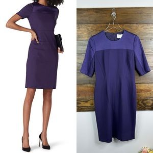 Hugo Boss wool blend satin detail stretch tailored sheath dress size 6